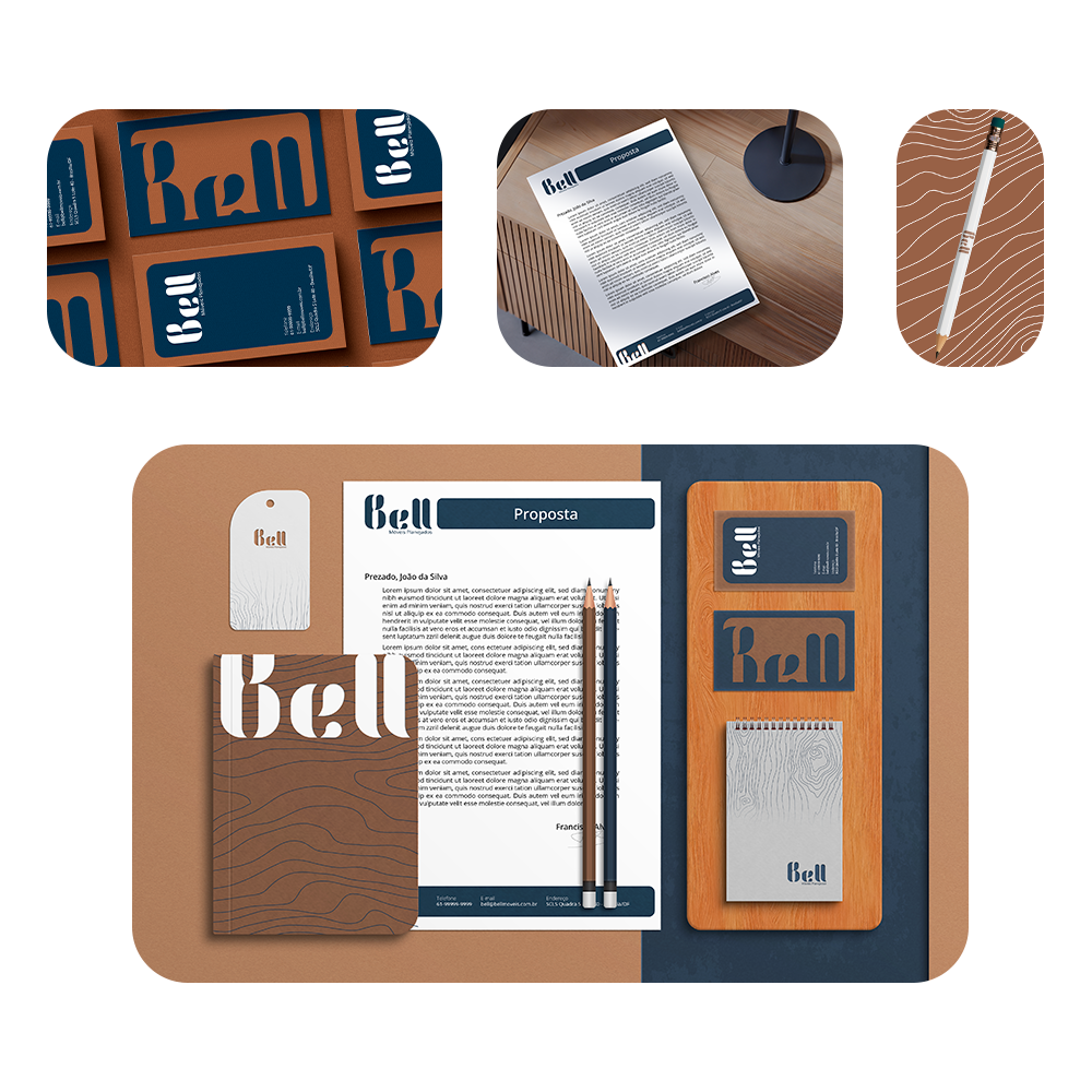 Exemplo de identidade visual criada por Bruno S. Bastos para Bell Móveis Planejados